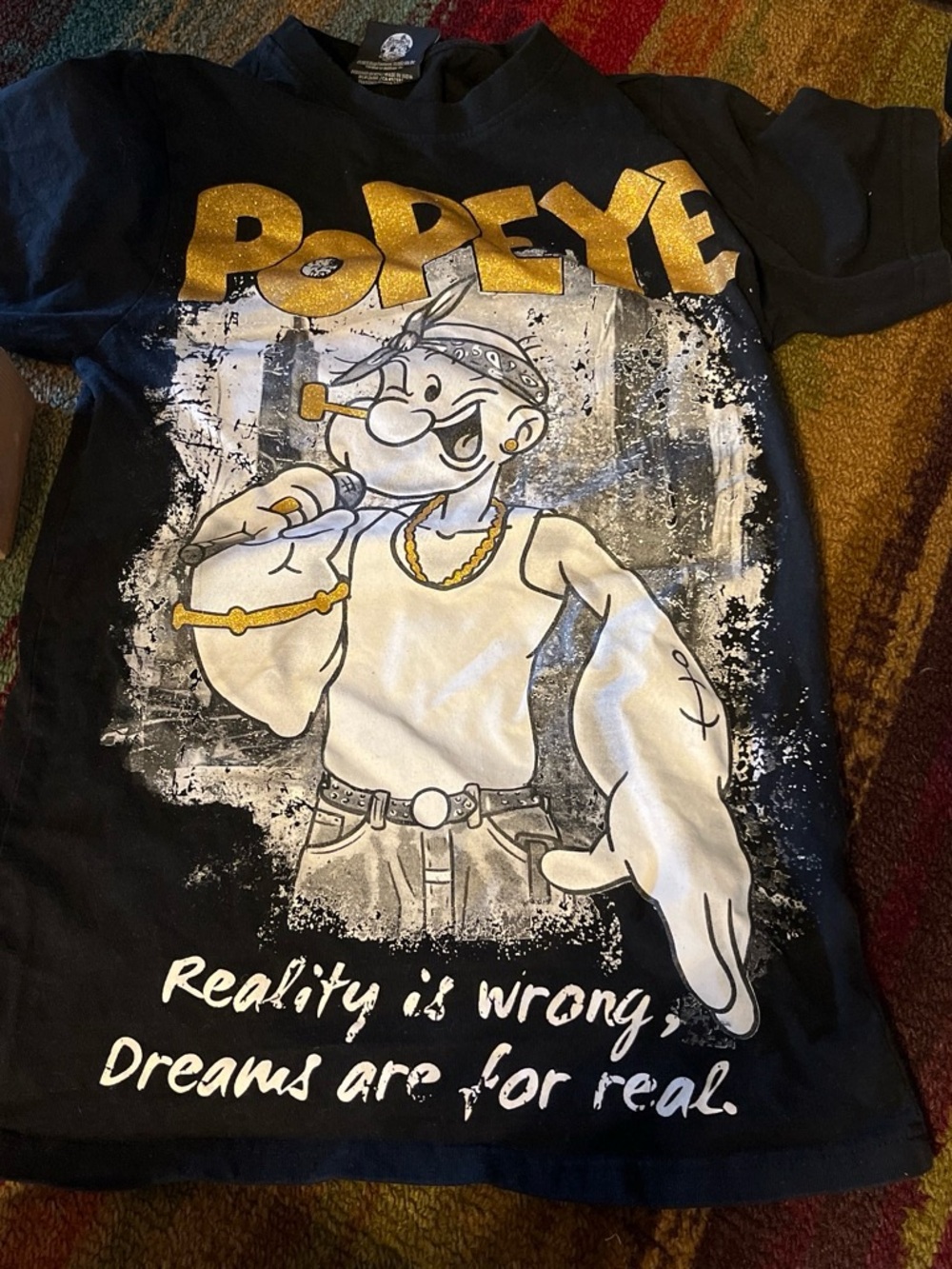 Popeye Graphic Tee - Black & Gold